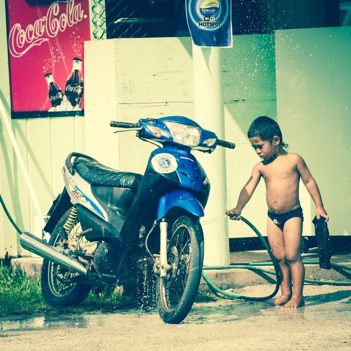 cleaning the scooter